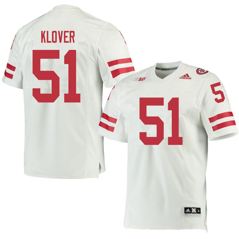 Men #51 Braden Klover Nebraska Cornhuskers College Football Jerseys Sale-White - Click Image to Close